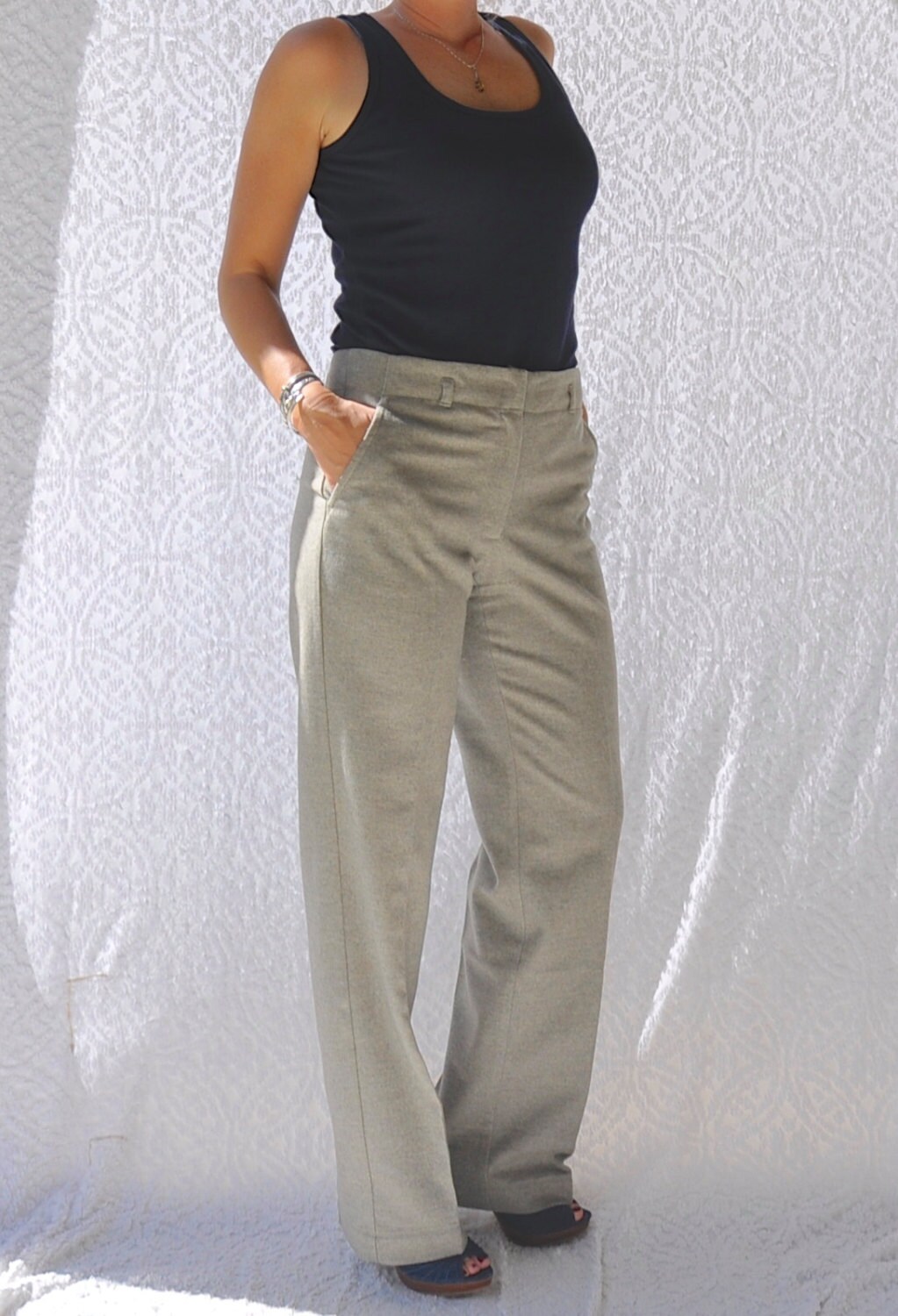 最安価格 90s vintage wool gray slacks 2tuck 古着 - スラックス
