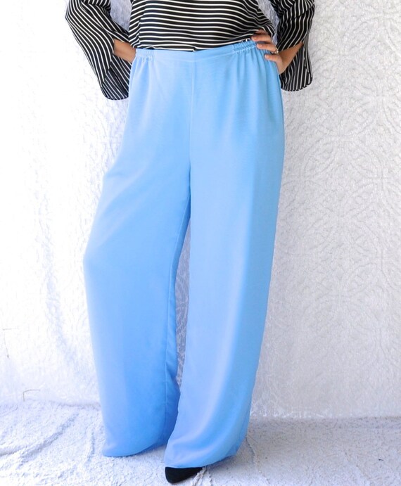 Large Silky Palazzo Pants Retro Cruise Wear Resort Wear Etsy