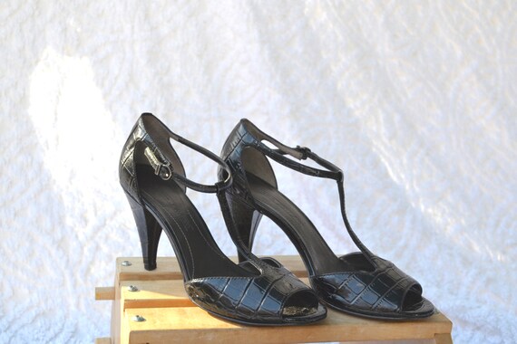 90s Joan en David Pumps Zwarte leren strappy hakken. Pin Up | Etsy België