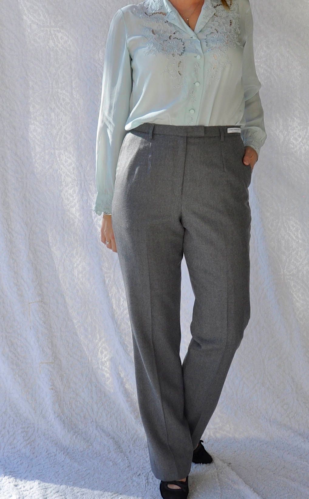 最安価格 90s vintage wool gray slacks 2tuck 古着 - スラックス