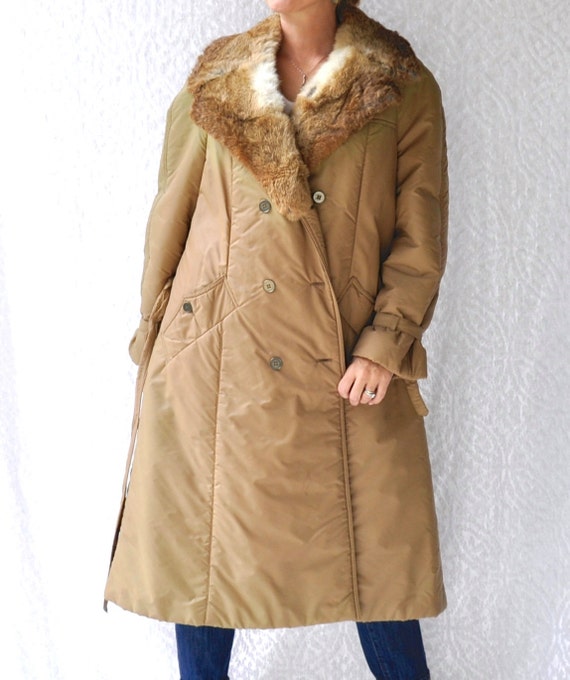 70s fur collar coat