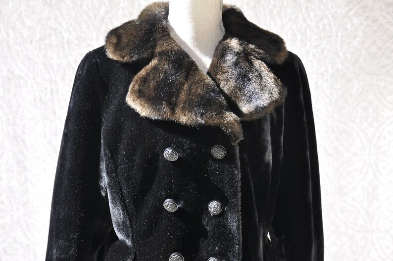 1970s Borgazia Coat Deep Black Soft Faux Fur with Fur Trim. | Etsy