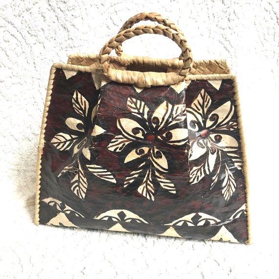 1960s Straw Bag | 50s Beach Tote | 1960s Straw Pur