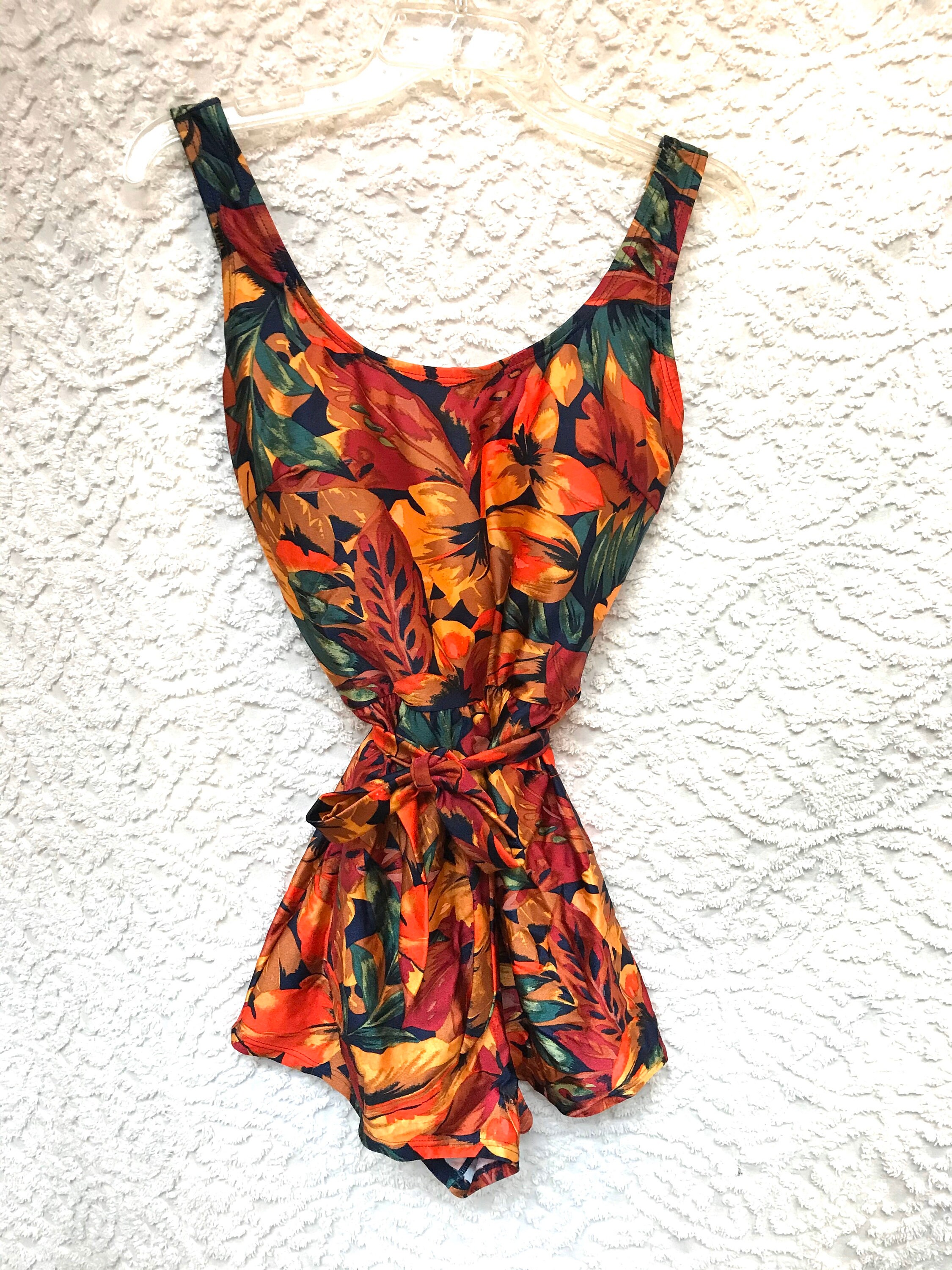 1980s Blair Swimsuit with Belt Tropical Bathing Suit 80s Etsy