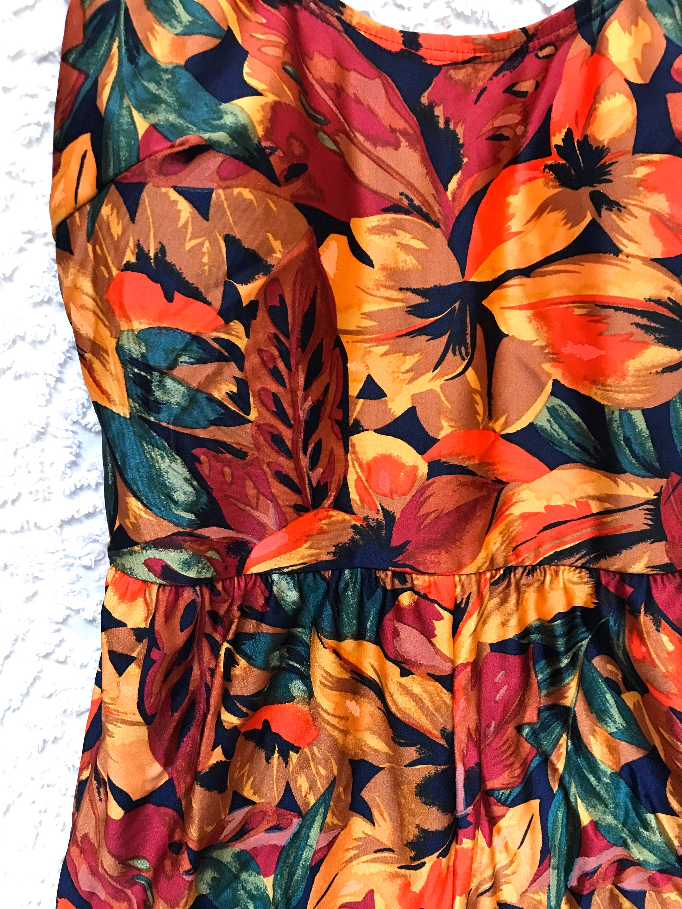 1980s Blair Swimsuit with Belt Tropical Bathing Suit 80s Etsy