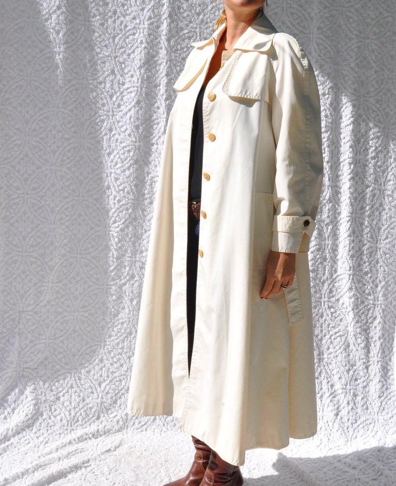 Vintage White Trench Coat 1970s Jacket Long Rain Coat Off | Etsy