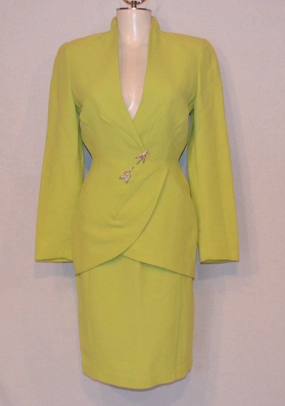 Designer Thierry Mugler Suit || Lime Green Dress S