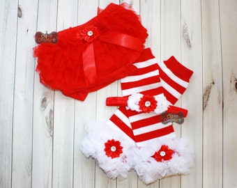 RED AND WHITE-Christmas Leg warmers set-Ruffled Leg Warmers,Red and White Stripe-Leg Warmers-Shabby Chic-Baby Leg Warmers