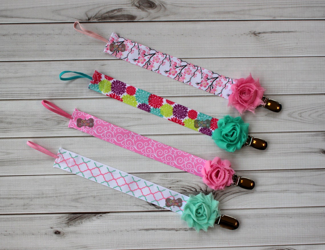 Boutique StylePacifier ClipBaby Girl Pacifier ClipUniversal Etsy