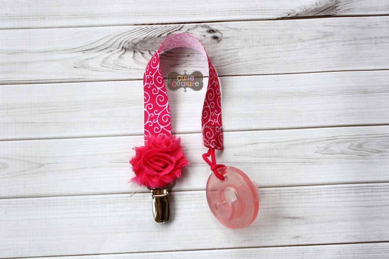 Boutique Style-Pacifier Clip-Baby Girl Pacifier Clip-Universal Pacifier Clip-Paci Clip-Chic-Cupcake-Birthday Paci Clip-Binky Holder