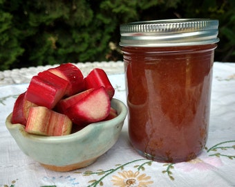 Rhubarb jam, Classic Red Rhubarb jam, 8 oz jar, Oregon made and grown