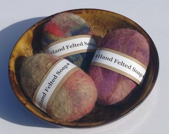 Felted wool soap, 3 bars, Oregon made, Pacific Northwest gift