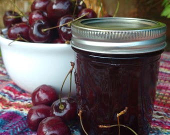 Black Cherry and Almond jam, Naturally grown, 8 oz jar, Oregon, Pacific Northwest