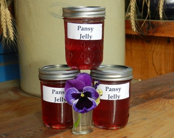 Pansy Jelly, Organic, Naturally grown, 8 oz jar, Oregon Pacific Northwest, unique gourmet jelly