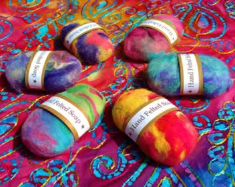 Felted wool soap, set of 6, assorted colors, hand felted soap  Oregon, Pacific Northwest