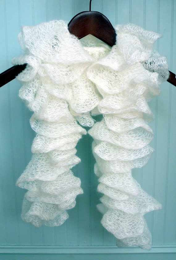 Items similar to Women's luxury hand knit ruffle scarf on Etsy