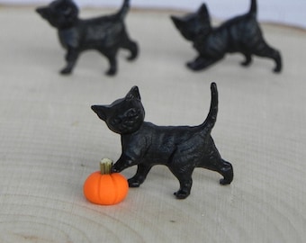 Miniature Black Cats, Halloween miniature, Miniature Kittens, Micro Mini Pumpkin, fairy garden accessories, fairy garden accessory, kitten