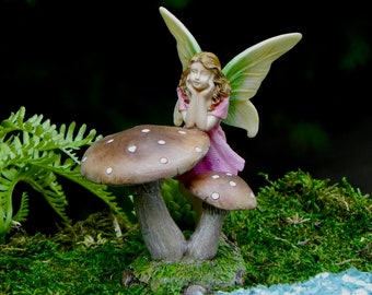 Mushroom Fairy Miniature Fairy Garden Accessory, miniature mushroom, fairy figurine