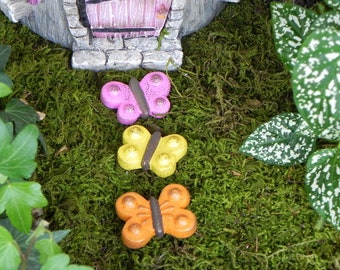 3 Fairy Garden Stepping Stones Butterfly Miniature accessories for terrarium, fairy garden accessory SET OF THREE