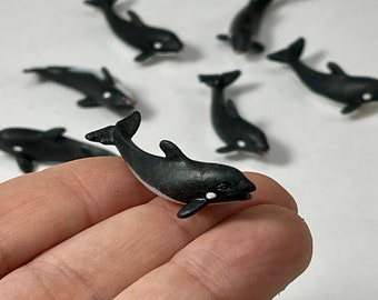 Miniature Killer Whale, Tiny Figurine,  Beach Garden supplies, terrarium, soft plastic figurine, diorama, sea animals wedding cake topper