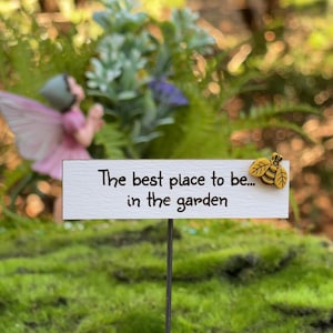 Fairy Garden Miniature Sign with tiny bee, fairy garden accessories, Fairy Garden Sign, Gardening Sign