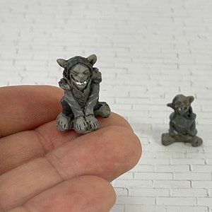 Micro Miniature Troll Figurines, Set of 2, fairy garden accessory, Halloween miniatures, teeny tiny figurine, stone look figures