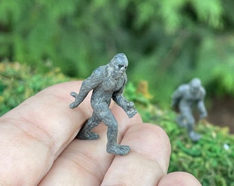 Micro Miniature Bigfoot, Tiny Sasquatch, Fairy Garden Accessory, Micro Mini terrarium supply, diorama figurine, Micro Mini craft supplies