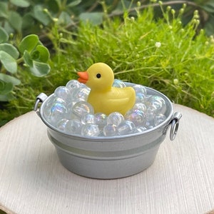 Miniature Duck, wash tub 'bubbles', fairy garden accessories, dollhouse miniature, bubblebath tub, fairy garden miniatures, mini duck