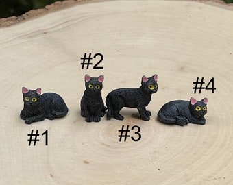 ONE Miniature Cat, fairy garden accessories, terrarium, fairy garden miniatures, mini cat, miniature cat, Halloween Black Cat, dollhouse