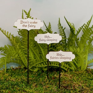 ONE Miniature Fairy Garden Sign, Miniature Sign, Fairy Garden Accessories, Handcrafted Sign, Terrarium Supply, Fairies Sleeping Sign