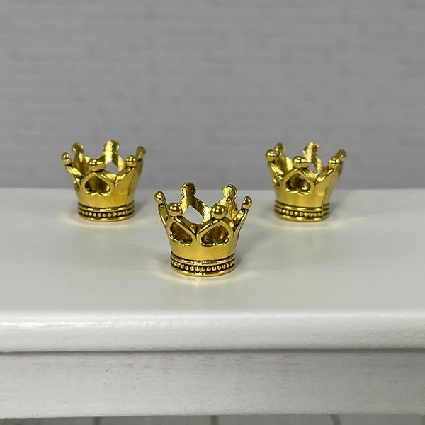 Miniature Crown, fairy garden accessories, craft supply, dollhouse miniatures, gold tone, jewelry supply, crown pendant, craft supplies