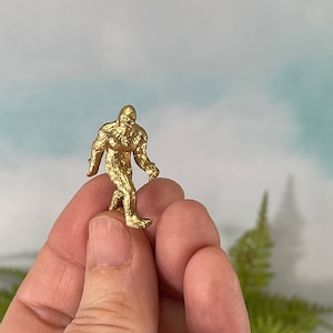 Micro Miniature Gold Color Bigfoot, Tiny Sasquatch, Fairy Garden Accessory, Micro Mini terrarium supply, diorama figurine, mini gold bigfoot