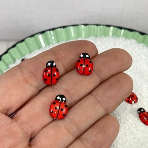 Fairy Garden Miniature Lady Bug Cabochon, Flat Back Ladybug, Scrapbook accessories, accessory, bugs, ladybug cabochon, terrarium supply