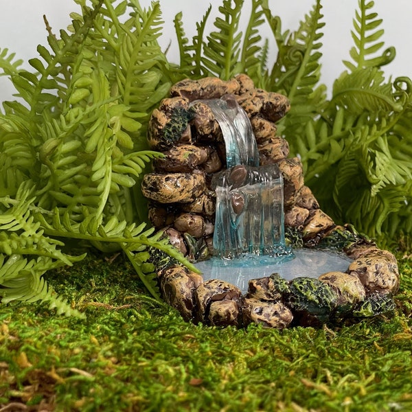 Miniature Waterfall, Miniature Artificial Fern, Fairy Garden Accessory, miniature pond, faux water