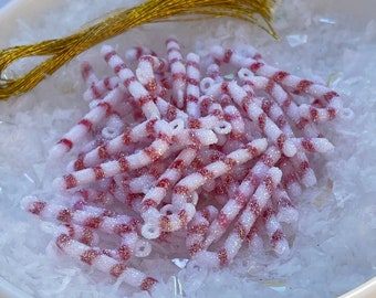 Mini Glittered Candy Canes, Miniature Candy Canes, Miniature Ornaments, Faux Candy Cane, Mini Tree Ornaments, Craft Supplies, Craft Supply