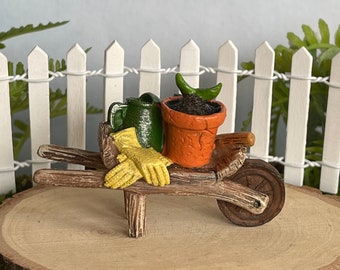 Miniature Wheelbarrow, Fairy Garden Accessories, Shovel, Watering Can, Plant Pot, Gardening Gloves