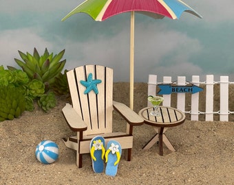 Miniature Swimming Pool 5 Pieces Beach Miniature Dollhouse