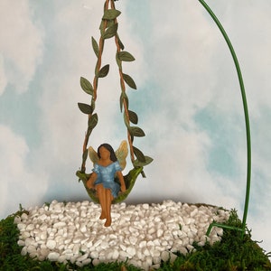 Fairy Swing African American Fairy accessories miniature swing  - fairy accessory - fairy playground - fairy garden supply