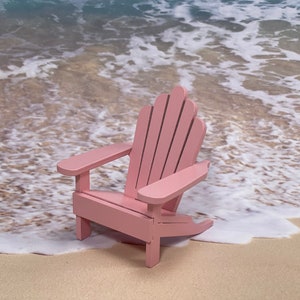 Handcrafted Miniature Adirondack Chair, 2 chairs fit on 6&quot; cake top, wooden pinkl, wedding cake topper, beach wedding supplies