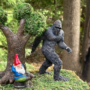 5" Tall Miniature Bigfoot Figurine, Mini Garden Gnome, Sasquatch figurine cake topper, diorama miniatures, fairy garden accessories
