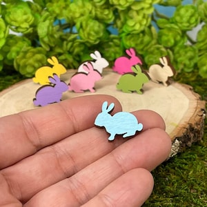 Easter Bunny Cut Out Shape, Miniature Cabochon Flat Back, tiny Rabbit, wood cutout, laser cut, fairy garden accessories, miniature bunnies