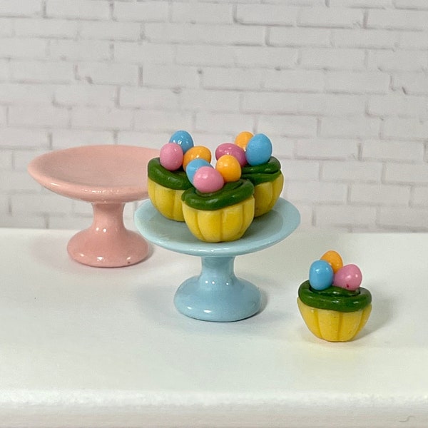 Miniature Easter Egg Cupcake, Mini Cake Plate, Cake Stand, Dollhouse Minis, Kitchen Accessories, Fairy Garden Accessory Food NON-Edible,