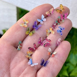 Micro Miniature Butterflies, Kawaii Butterfly Tiny 8mm Acrylic Butterfly, Fairy Garden Accessories, Dollhouse Miniature, Craft Supply