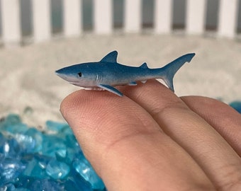 Miniature Blue Shark, Tiny Animals,  Beach Garden supplies, terrarium, soft plastic figurine, diorama, sea animals, small tiny micro