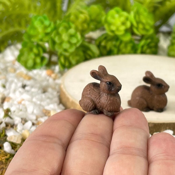 Miniature Bunny, Woodland Bunnies, fairy garden accessories, dollhouse miniatures, craft supply, terrarium supplies, diorama miniatures