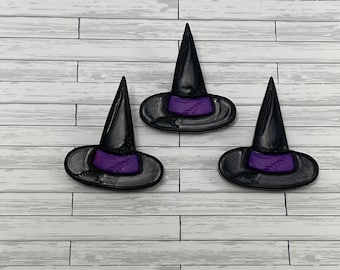 Miniature Witch Hat Buttons, shank button, tiny black witch hat, with or without shank, craft supply, Halloween Miniatures, fairy garden