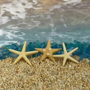 3 Miniature Starfish Beach Garden Accessory, button starfish, beach cake topper, coastal garden miniatures, fairy garden accessories