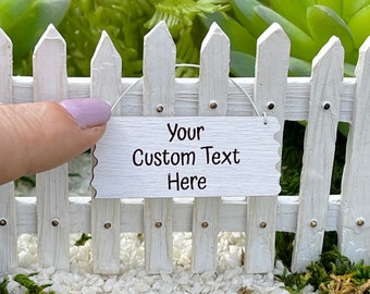 ONE Personalized Fairy Garden Miniatures Sign, engraved wood, painted, custom, Fairy Garden Accessories, personalized gift, Custom Hanging