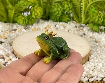 ONE Miniature Frog Prince, Fairy Garden Supply, Miniature Toad, Miniature Animal Figurine, Animal Figurines, Terrarium Supply, Diorama