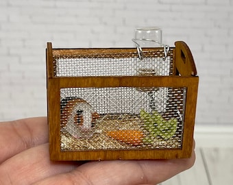Miniature Guinea Pig Cage, Dollhouse Accessories, Pet Animal